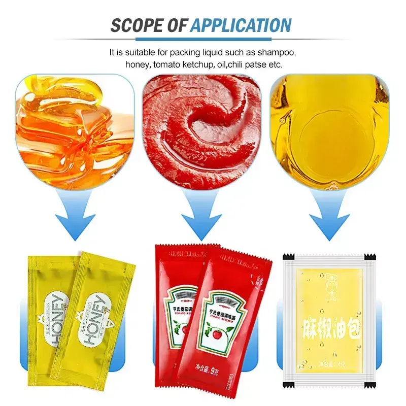 Automatic tomato paste pepper sauce ketchup sachet filling packing machine